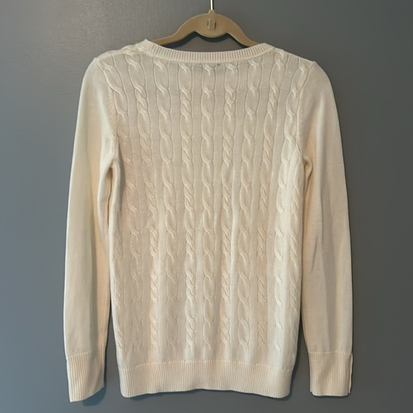 Talbots button cuff ivory cable knit sweater size small - Picture 5 of 5